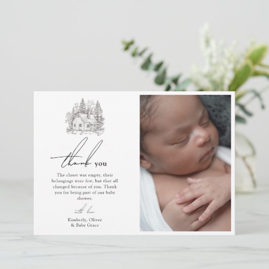 アンティーク森林動物の赤ちゃんシャワー サンキューカード (スタンド正面)