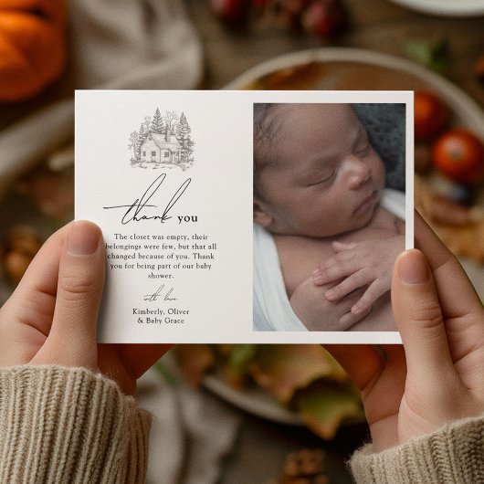 アンティーク森林動物の赤ちゃんシャワー サンキューカード
