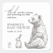 アンティーク森林動物赤ちゃんシャワーありがとう スクエアシール (正面)