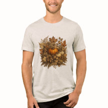 アンティーク植物図鑑の秋のハロウィン メンズTシャツ