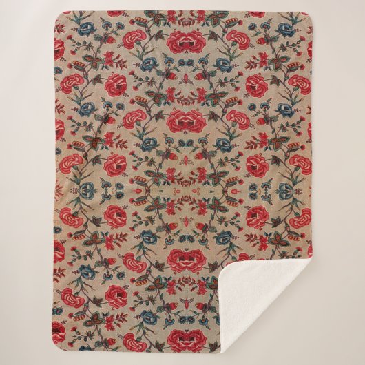 アンティーク植物性アールヌーボーフローラルパターン シェルパブランケット (正面)