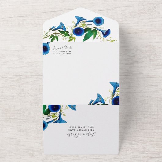 アンティーク植物性フローラすべて1つの結婚式の招待 オールインワン招待状 (外側)