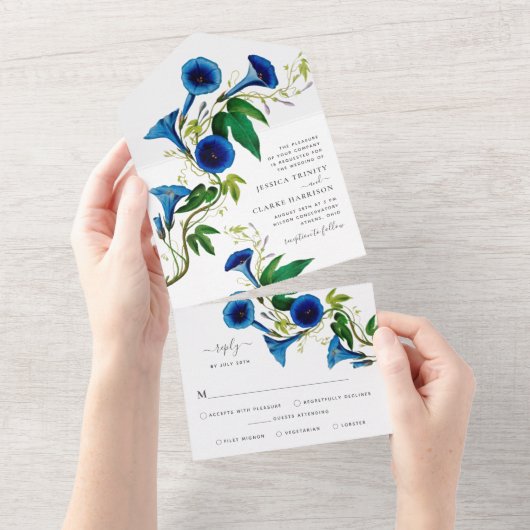 アンティーク植物性フローラすべて1つの結婚式の招待 オールインワン招待状 (貼ってはがせる)