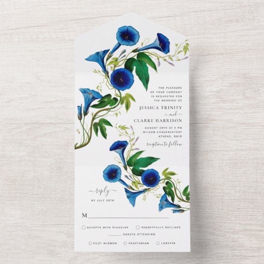 アンティーク植物性フローラすべて1つの結婚式の招待 オールインワン招待状 (内側)