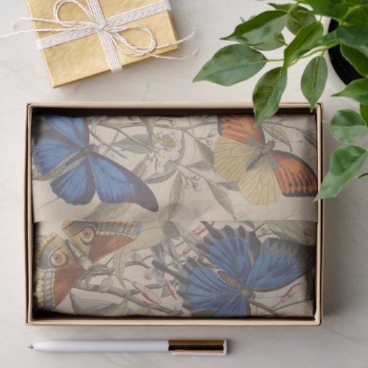 アンティーク植物性ヴィンテージモスバタフライデクページ 薄葉紙 (ギフト)