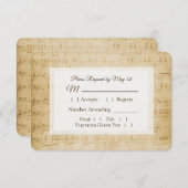 アンティーク楽譜ウェディングRSVPカード 出欠カード (正面/裏面)