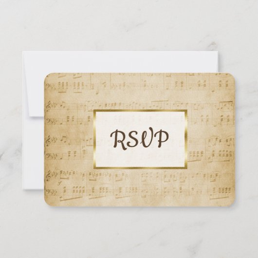 アンティーク楽譜ウェディングRSVPカード 出欠カード (裏面)