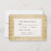 アンティーク楽譜ウェディングRSVPカード 出欠カード (正面)