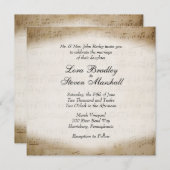 アンティーク楽譜テーマ結婚式招待状 招待状 (正面/裏面)