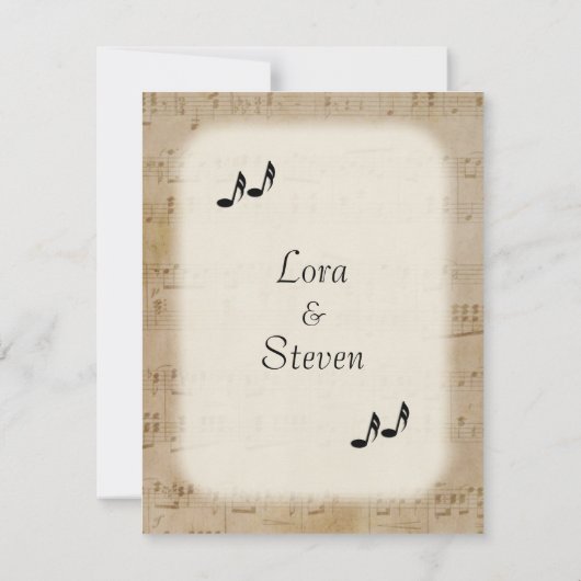 アンティーク楽譜テーマ結婚式招待状 招待状 (裏面)