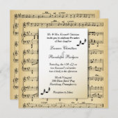 アンティーク楽譜テーマ結婚式招待状 招待状 (正面/裏面)