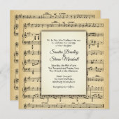 アンティーク楽譜テーマ結婚式招待状 招待状 (正面/裏面)