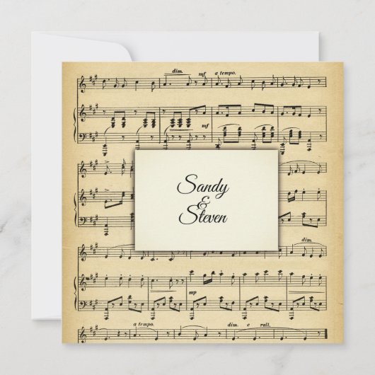 アンティーク楽譜テーマ結婚式招待状 招待状 (裏面)