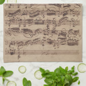 アンティーク楽譜バッハ原稿 キッチンタオル (折り畳み)