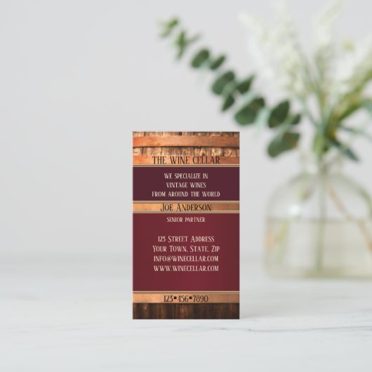 アンティーク樽素朴ワインセラー名刺 名刺 (スタンド正面)