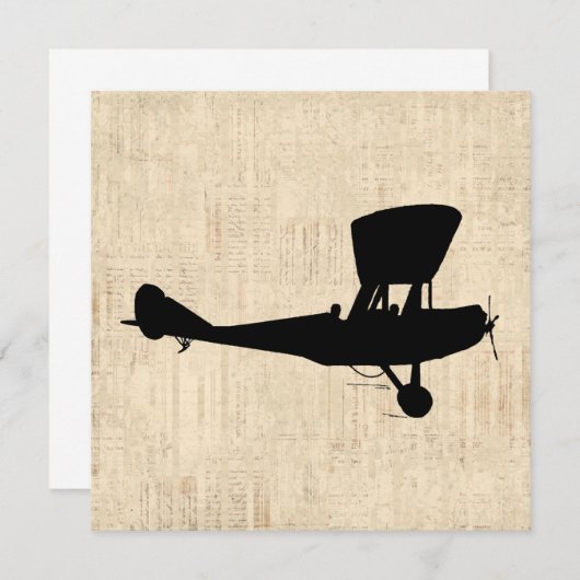 アンティーク機シルエットアート 招待状 (正面/裏面)