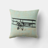 アンティーク機ヴィンテージ飛行機グリーンミュージック紙 クッション (裏面)