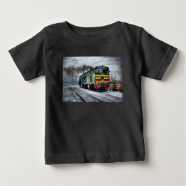 アンティーク機関車蒸気エンジントレインTシャツ ベビーTシャツ