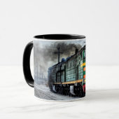 アンティーク機関車蒸気機関列車コーヒーカップ マグカップ (正面左)