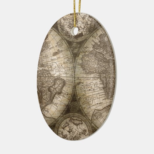 アンティーク歴史旧世界地図の大陸 セラミックオーナメント (左)