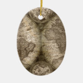 アンティーク歴史旧世界地図の大陸 セラミックオーナメント (正面)