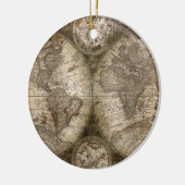 アンティーク歴史旧世界地図の大陸 セラミックオーナメント (左)
