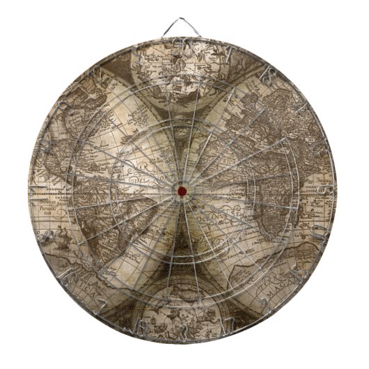アンティーク歴史旧世界地図の大陸 ダーツボード (正面)