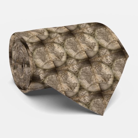 アンティーク歴史旧世界地図の大陸 ネクタイ (ロール)