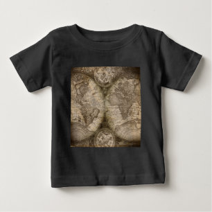 アンティーク歴史旧世界地図の大陸 ベビーTシャツ