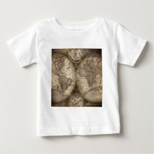 アンティーク歴史旧世界地図の大陸 ベビーTシャツ