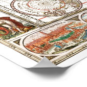 アンティーク歴史旧世界地図の大陸 ポスター (角)