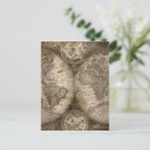 アンティーク歴史旧世界地図の大陸 ポストカード (スタンド正面)