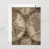 アンティーク歴史旧世界地図の大陸 ポストカード (正面/裏面)