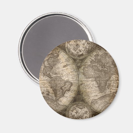 アンティーク歴史旧世界地図の大陸 マグネット (正面/裏面)