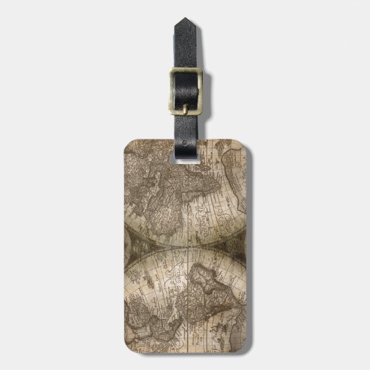 アンティーク歴史旧世界地図の大陸 ラゲッジタグ (正面縦)