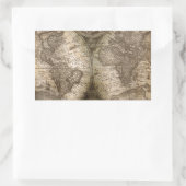 アンティーク歴史旧世界地図の大陸 長方形シール (バッグ)