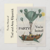 アンティーク気球型飛行船アートワーク 招待状 (正面/裏面)
