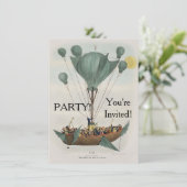 アンティーク気球型飛行船アートワーク 招待状 (スタンド正面)