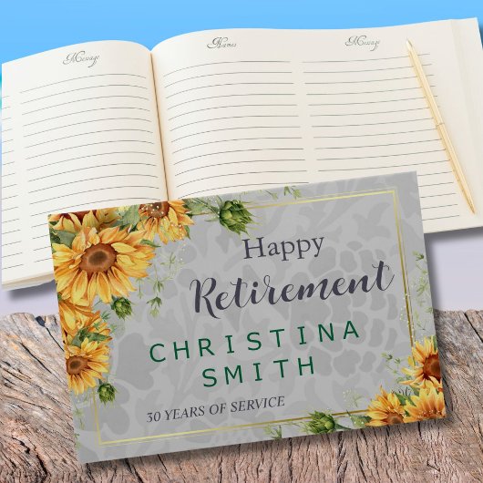 アンティーク水彩ひまわり退職パーティーアイディア ゲストブック