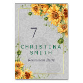 アンティーク水彩ひまわり退職パーティーアイディア テーブルナンバー (正面)