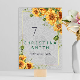 アンティーク水彩ひまわり退職パーティーアイディア テーブルナンバー