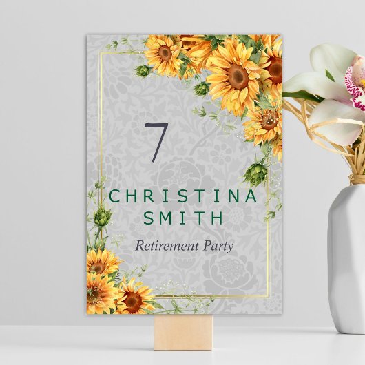 アンティーク水彩ひまわり退職パーティーアイディア テーブルナンバー