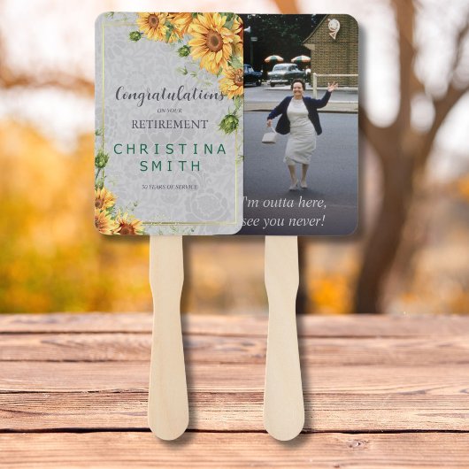 アンティーク水彩ひまわり退職パーティーアイディア ハンドファン