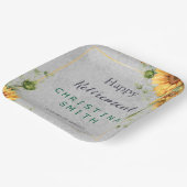 アンティーク水彩ひまわり退職パーティーアイディア ペーパープレート (傾斜あり)