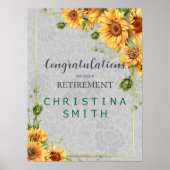 アンティーク水彩ひまわり退職パーティーアイディア ポスター (正面)