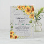 アンティーク水彩ひまわり退職パーティーアイディア 招待状 (スタンド正面)