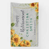 アンティーク水彩ひまわり退職パーティーアイディア 横断幕 (縦)