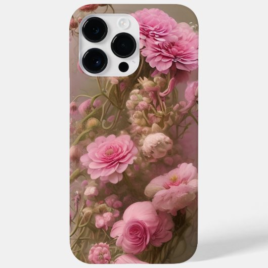 アンティーク水彩ピンク色の花 Case-Mate iPhoneケース (裏面)