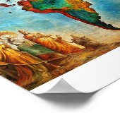 アンティーク水彩世界地図ポスター ポスター (角)