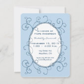 アンティーク水玉模様ブルーフォト男の赤ちゃんシャワー 招待状 (裏面)